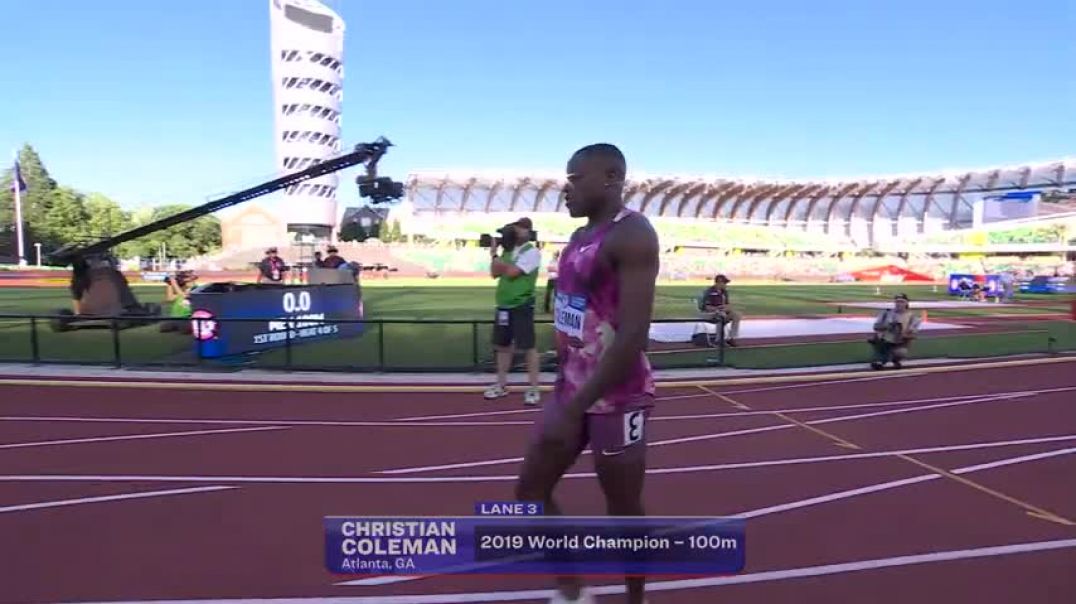 ⁣Christian Coleman BLASTS through competition in 100m heat at Olympic Trials qualifiers   NBC Sports