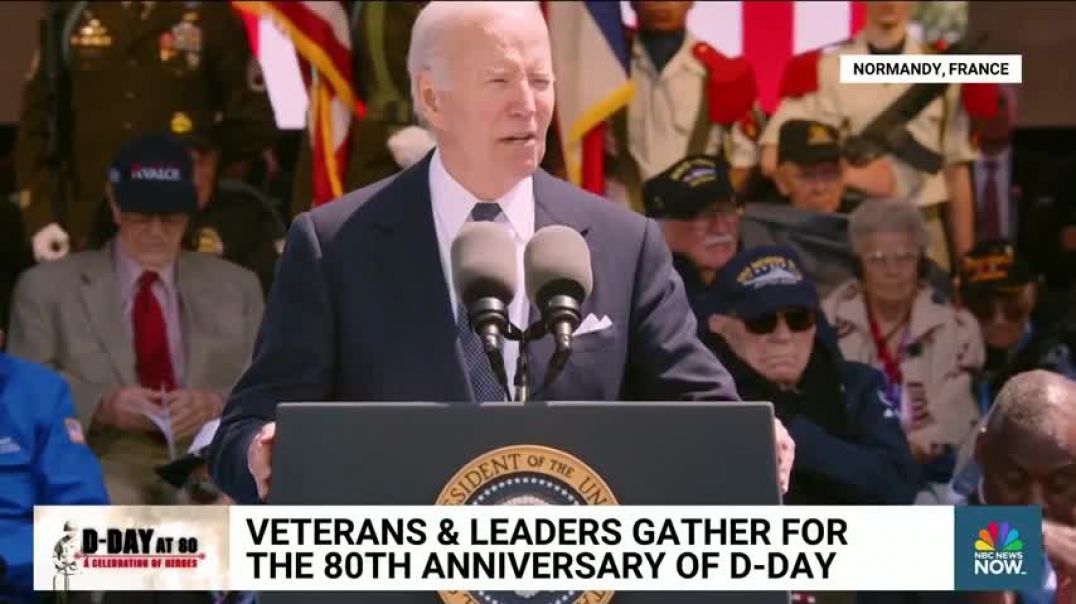 ⁣Biden salutes WWII veterans during D-Day 80th anniversary speech in Normandy