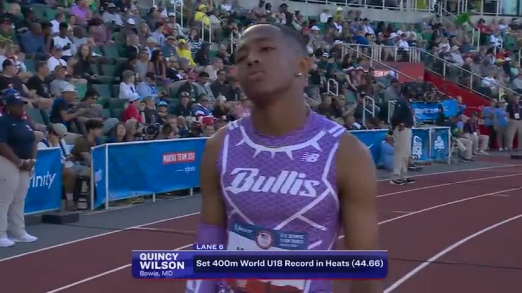 ⁣16-year-old Quincy Wilson sets another U18 WORLD RECORD in 400m semifinals at Trials   NBC Sports