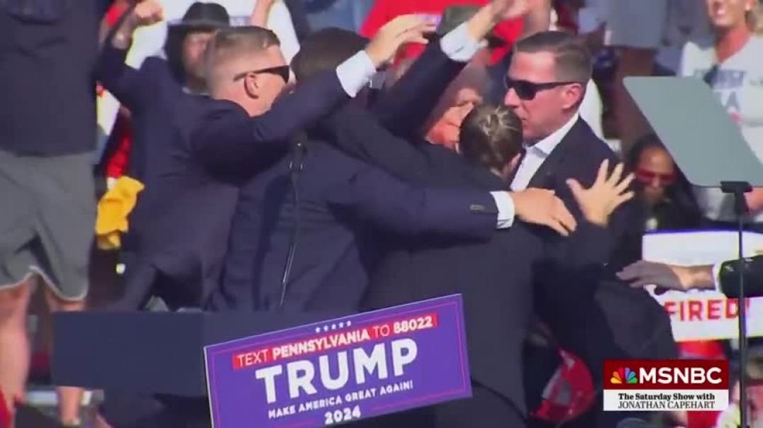 ⁣BREAKING Trump rushed offstage at PA rally by Secret Service after loud popping noises heard