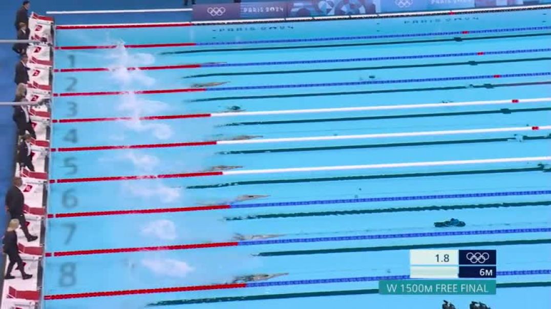 ⁣Katie Ledecky continues DOMINANCE in 1500m freestyle, ties U.S. women’s gold record | Paris Olympics