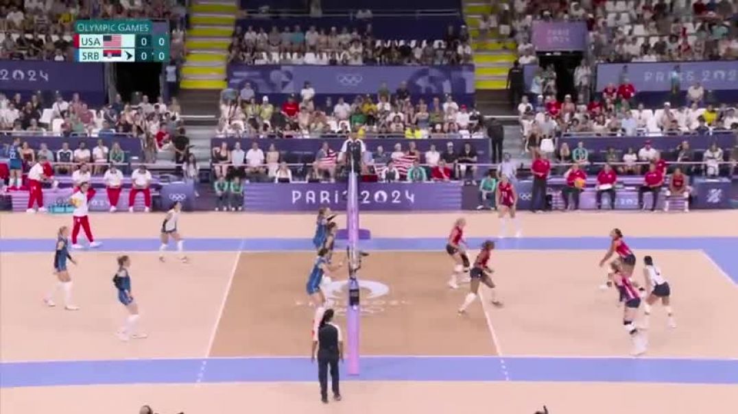 ⁣Team USA women's volleyball holds off furious comeback attempt from Serbia | Paris Olympics