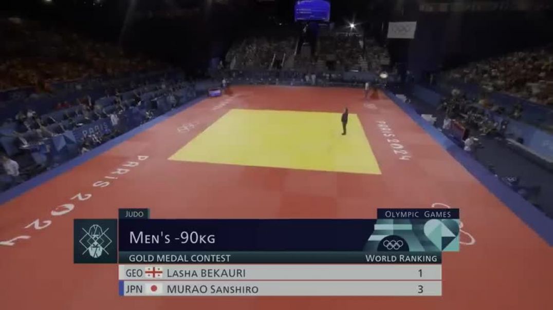 ⁣Georgia's Lasha Bekauri powers to second-straight judo gold at the Paris Olympics | NBC Sports