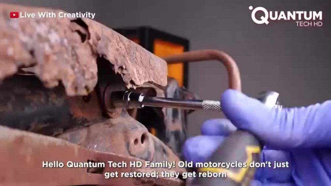 ⁣Man Restores 40-Years-Old Classic Motorcycle Back to New   Start to Finish by @LiveWithCreativity