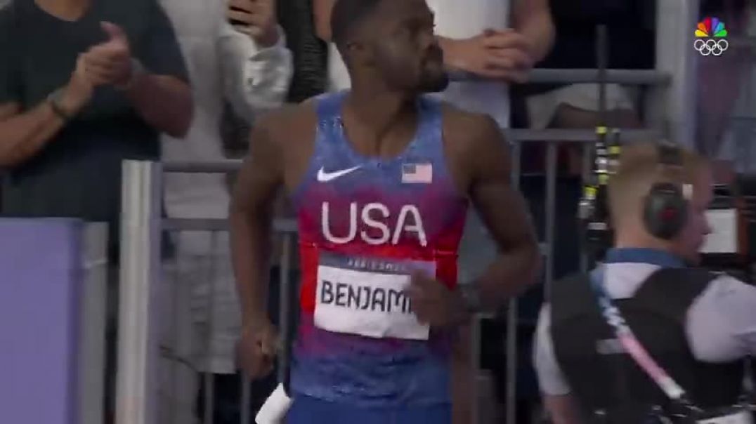 ⁣Rai Benjamin OUTDUELS Karsten Warholm to win men’s 400m hurdles gold   Paris Olympics