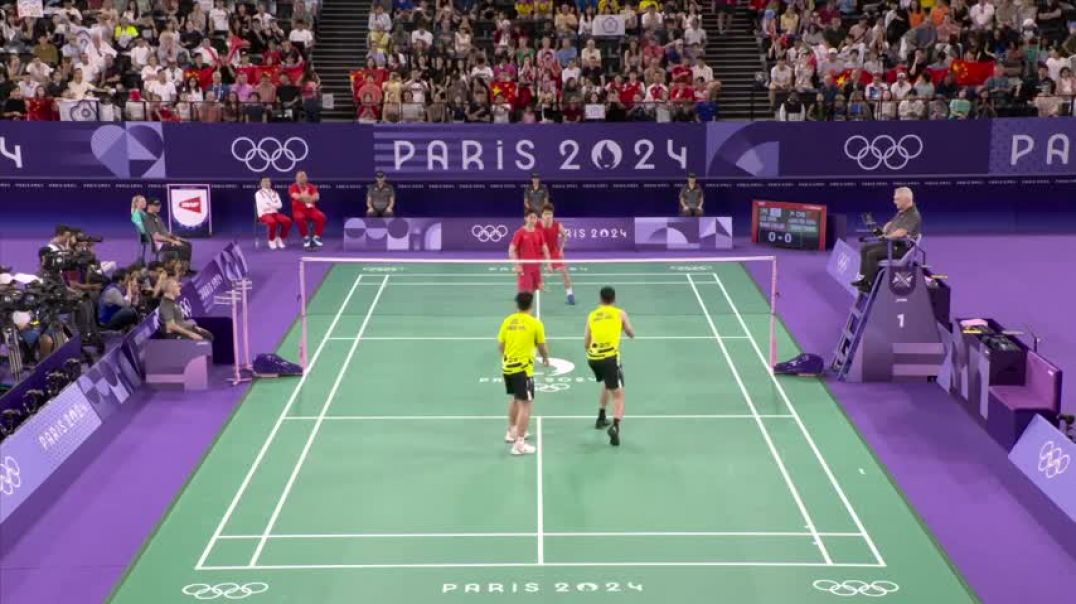 ⁣Chinese Taipei beats China for men's badminton doubles gold in EPIC final | Paris Olympics