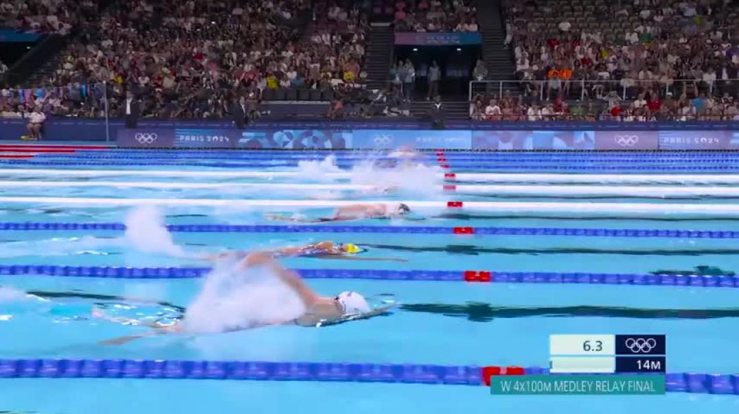 ⁣Team USA DROPS THE HAMMER with world record in womens 4x100 medley relay final | Paris Olympics