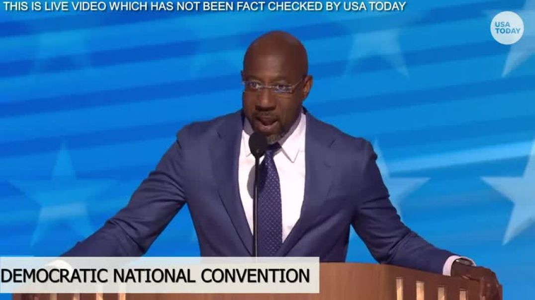 ⁣Raphael Warnock DNC speech slams Donald Trump's false election claims and Jan. 6. insurrection