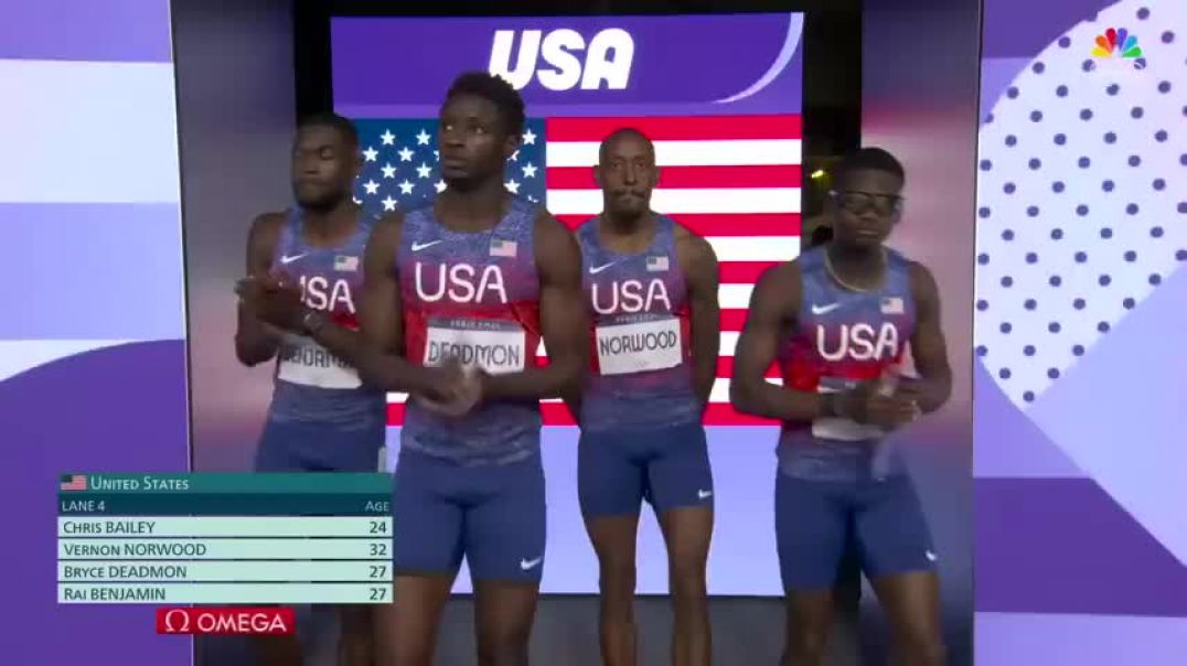 ⁣U.S. 4x400m relay team wins gold on strength of anchor Rai Benjamin | Paris Olympics | NBC Sports