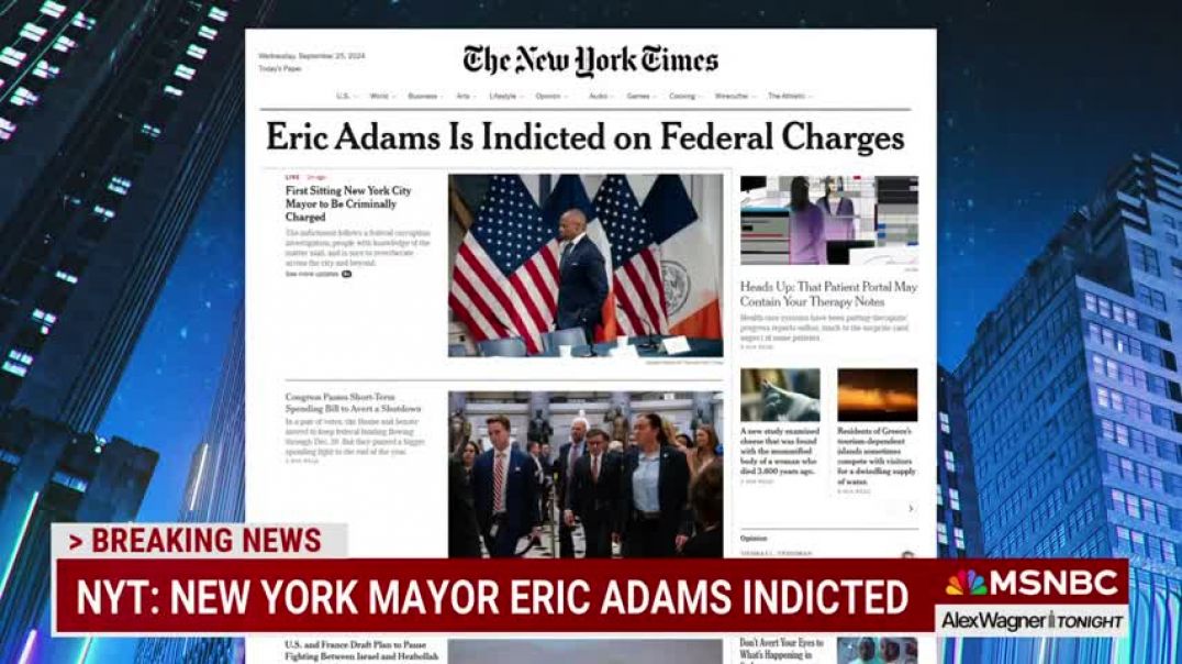 ⁣BREAKING New York City Mayor Eric Adams indicted on federal charges NYT