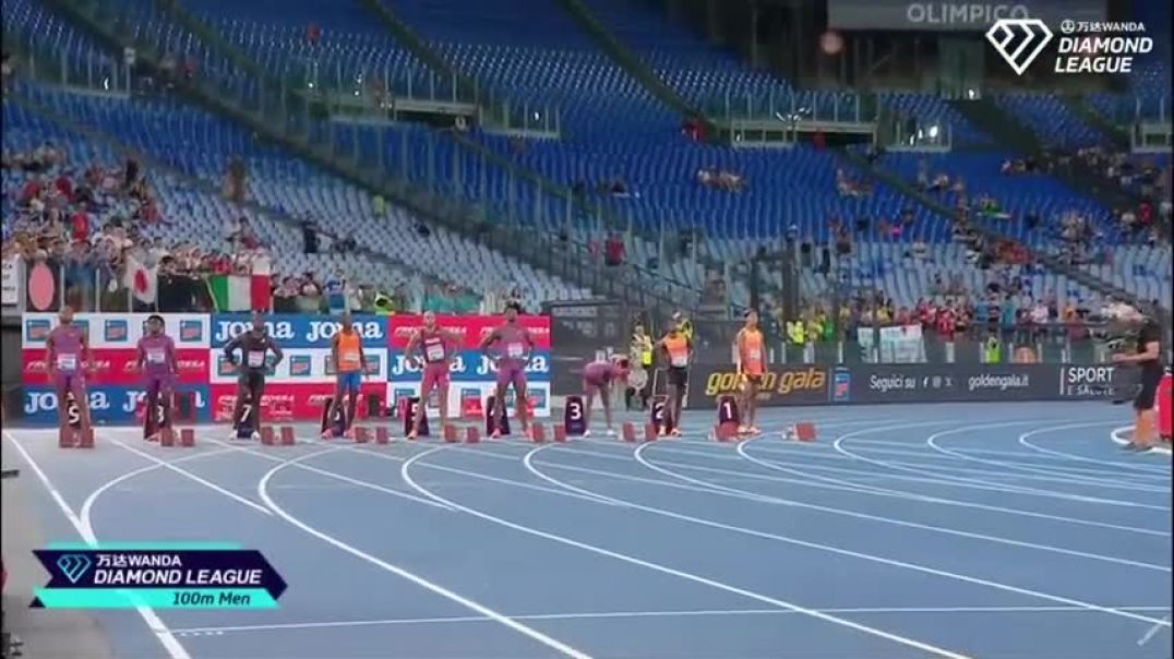 ⁣Men's 100m (2024 Rome Diamond League)