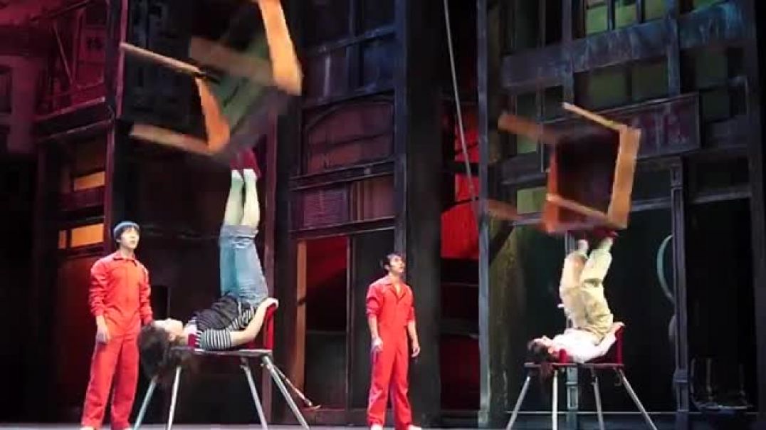 ⁣Crazy Chinese Girls Stunt   Spinning Tables on Feet   acrobatic show   People Are Awesome 2024